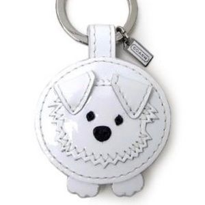 COACH mink dog keychain - white